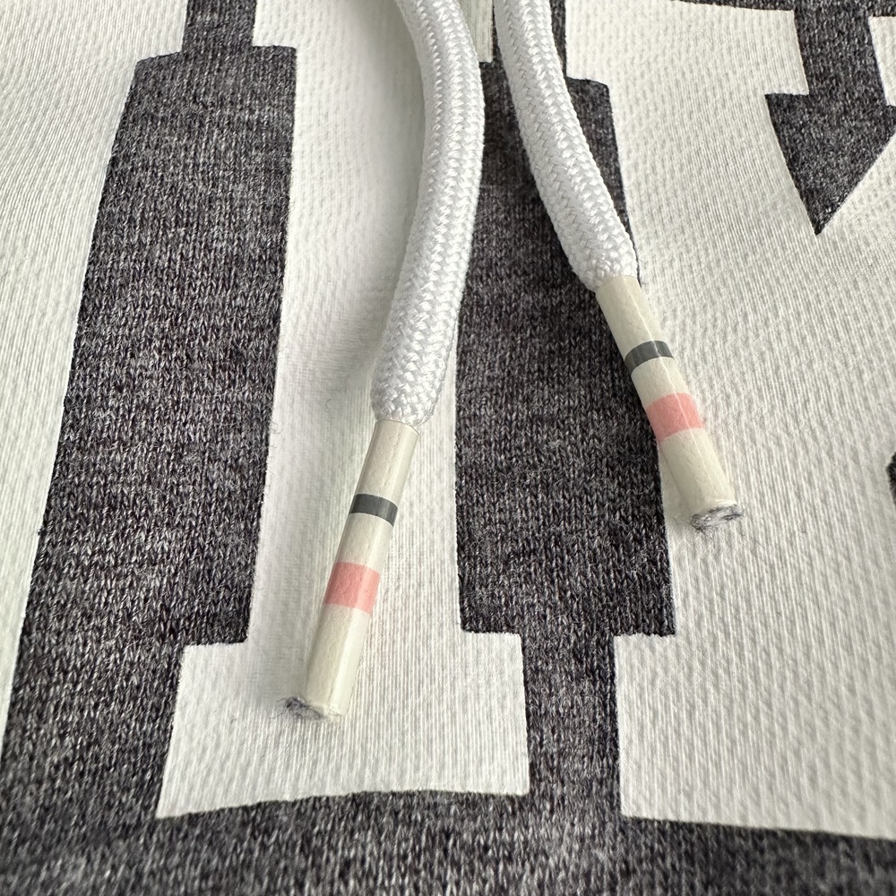 Nike S Collegiate Pink & Gray Pullover Hoodie Striped Hem Cuffs - Picture 4 of 10